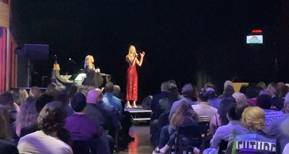 East High School student Mackenzie Crawford  performs with Kristin Chenoweth  at the Grand Ole Opry in Nashville, Tennessee