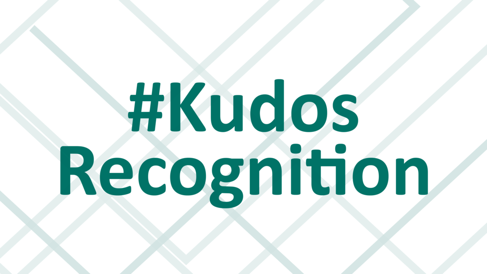 Kudos Recognition Graphic with Geometric Background