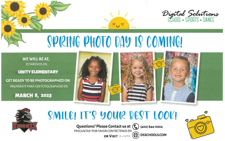 Picture Day Reminder.  Wed. March 8th. Online orders  only at DSSCHOLS.COM