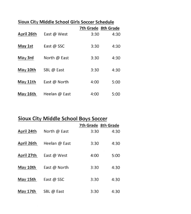 Soccer schedule